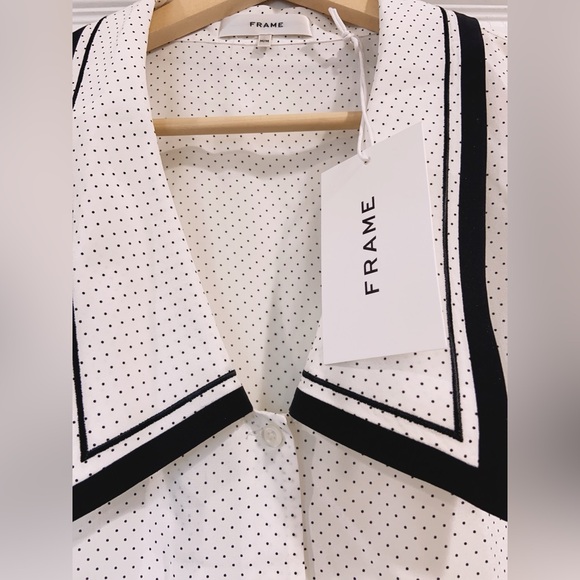 NWT Frame The Sailor Polka Dot Silk Blouse - Picture 10 of 10